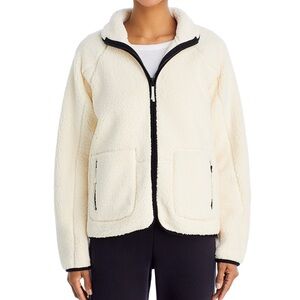 Aqua Cream Sherpa Jacket with Black Trim